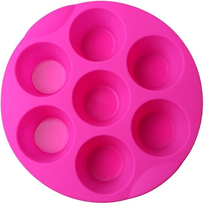 Silicone Muffin Pans for Air Fryer 7 Cavity Muffin Tray Cupcake Pan Nonstick Brownie Cake Mold Round Pudding Recipe Tray Bakeware