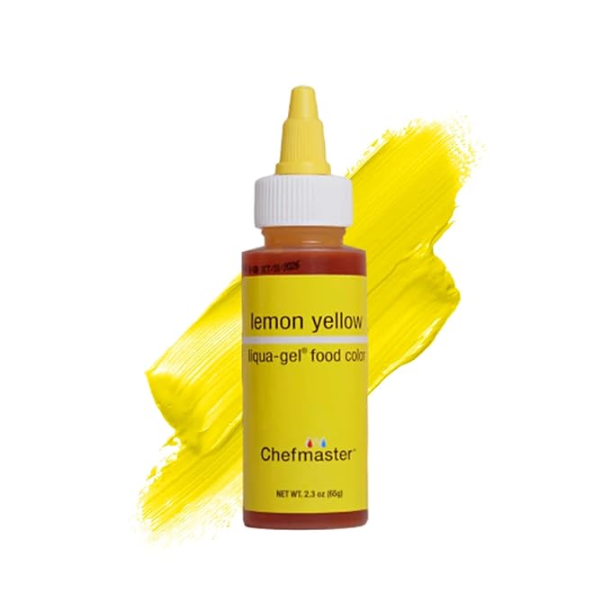 Chefmaster Lemon Yellow Liqua-Gel® Food Coloring | Vibrant Color | Professional-Grade Dye for Icing, Frosting, Fondant | Baking & Decorating | Fade-Resistant | Easy-to-Use | Made in USA | 2.3 oz