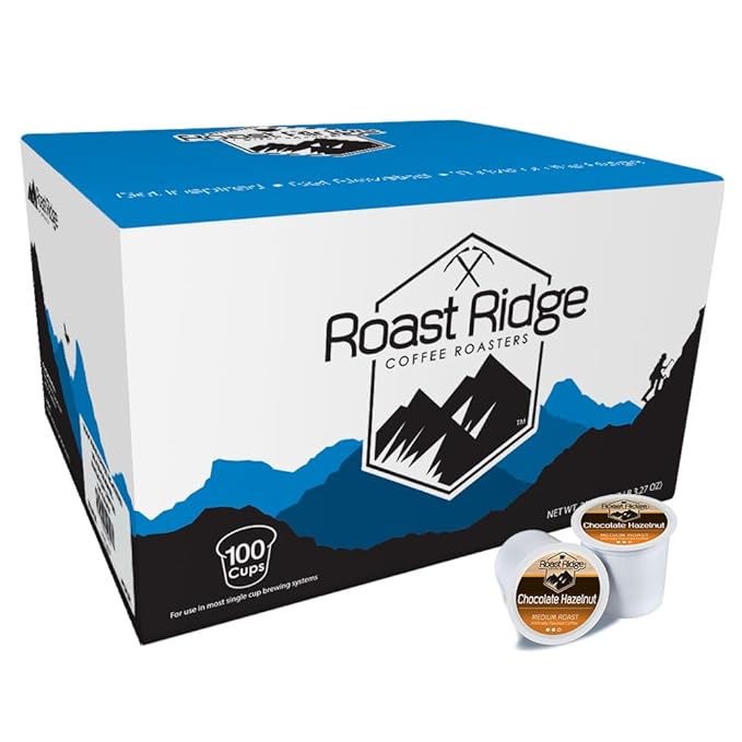 Roast Ridge Single Serve Coffee Pods for Keurig K-cup Brewers, Chocolate Hazelnut Blend, Medium Roast, 100 Count