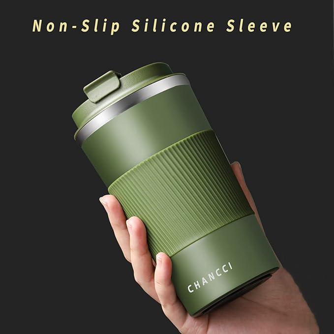 16oz Travel Coffee Mug Spill Proof, Insulated Coffee Mug with Lid, Leakproof Coffee Tumbler,Stainless Steel Vacuum Coffee Cup for Hot/Cold Drinks, Reusable Coffee Cup for Men Women -510ml,Dark Green