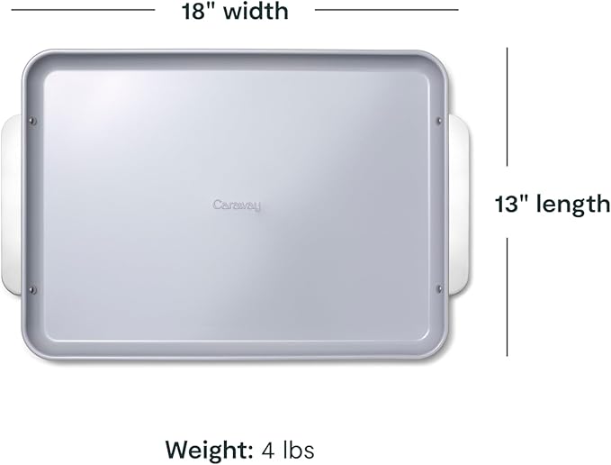 Caraway Non-Stick Ceramic Baking Sheet - Naturally Slick Ceramic Coating - Non-Toxic, PTFE & PFOA Free - Perfect for Baking, Roasting, and More - Large (18" x 13") - White