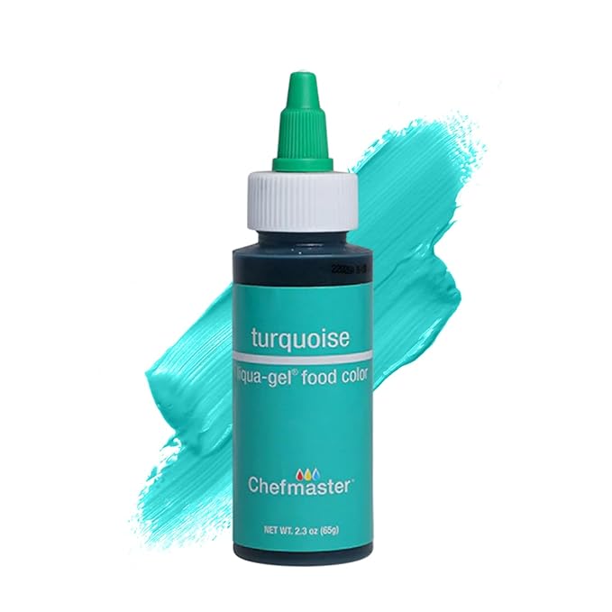 Chefmaster Turquoise Liqua-Gel® Food Coloring | Vibrant Color | Professional-Grade Dye for Icing, Frosting, Fondant | Baking & Decorating | Fade-Resistant | Easy-to-Use | Made in USA | 2.3 oz