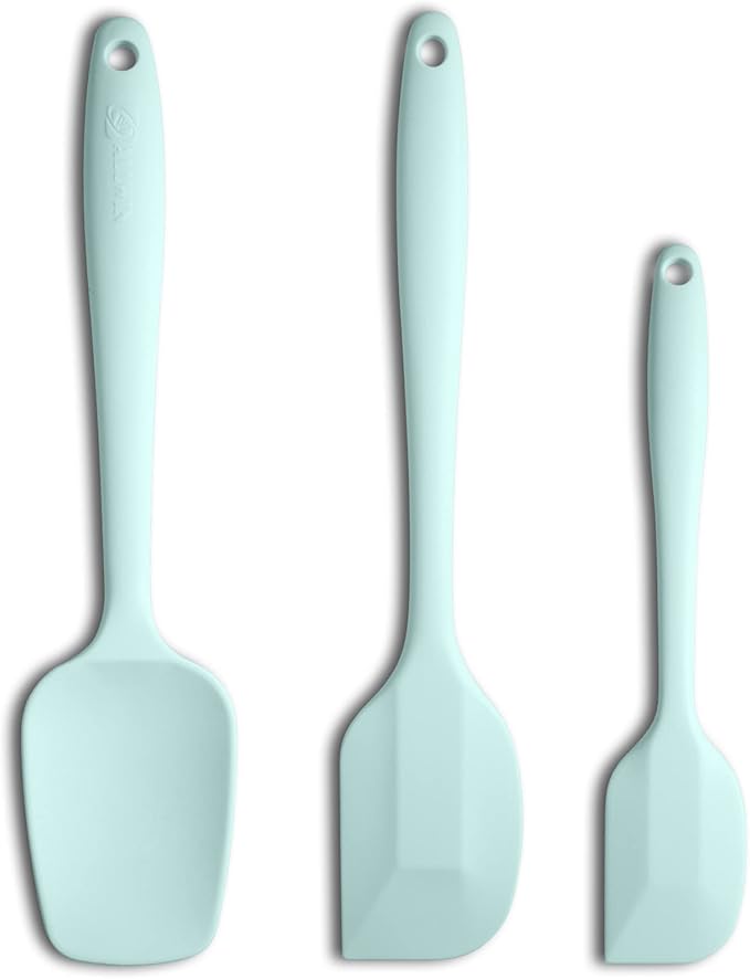 Silicone Spatula 3-piece Set, Ergonomic Handle High Heat-Resistant Spatulas, Non-stick Rubber Spatulas with Stainless Steel Core, Macaron Navy