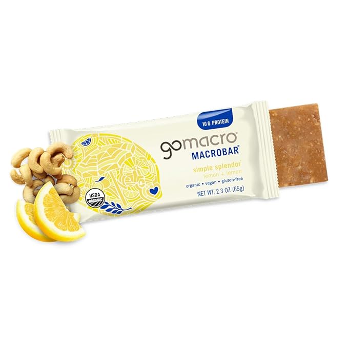 GoMacro MacroBar Organic Vegan Protein Bars - Lemon + Lemon (2.3 Ounce Bars, 12 Count)
