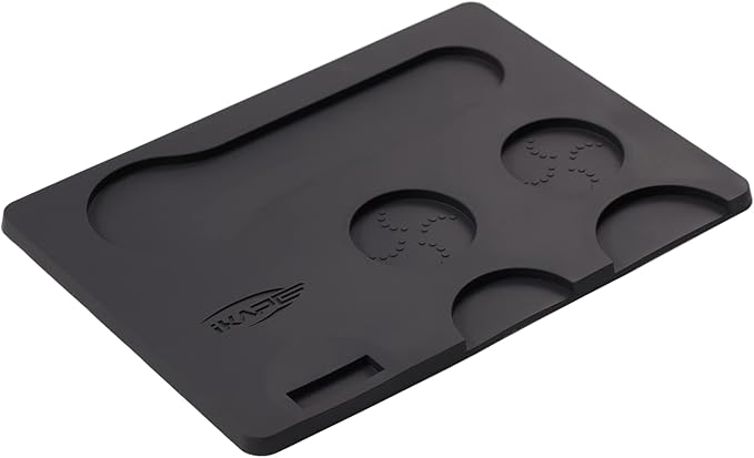 IKAPE Coffee Accessory Tool, Silicone Mat with Portafilter Holder, Espresso Tamping Station Mat, Distributor Food Safe & Non-Slip 11.61''x8.54'' (GJ-MAT)