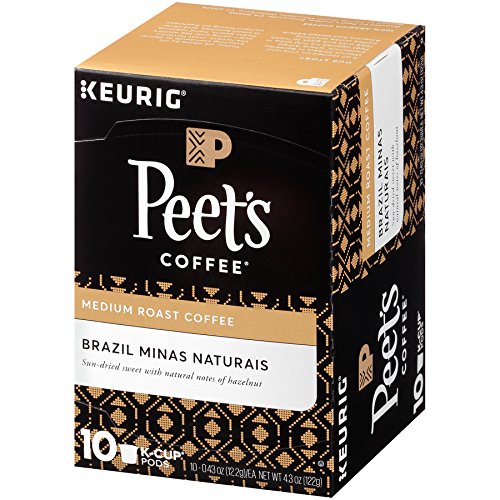 Peet’s Coffee Brazil Minas Naturais K-Cup Coffee Pods for Keurig Brewers, Medium Roast, 10 Pods