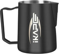 IKAPE Espresso Milk Pitcher, Espresso Steaming Pitcher with Sharp Spout for Espresso Barista Tool, 20.3 oz / 600ml Milk Frothing Jug (Black)