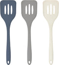 3 Pcs Colorful Silicone Slotted Turner Set, Heat Resistant Non-Scratch Kitchen Spatula Flipper with Comfortable Handle for Non-Stick Cookware