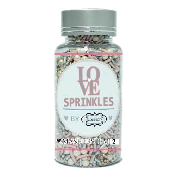 Confect Fusion Pink & Silver Sprinkles Mix - Pearl Sugar Cake Decorations, Dessert Toppings, Edible Confetti | Vegan, Gluten-Free, Nut-Free, Soy-Free, Dairy-Free, Palm Oil-Free- 4.2 Oz