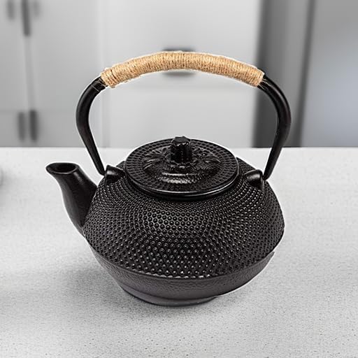 suyika Japanese Tetsubin Cast Iron Teapot Tea Kettle pot with Stainless Steel Infuser for Stovetop Safe Coated with Enameled Interior 30 oz/900 ml
