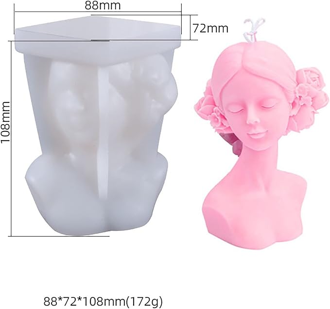 2 Pack Braid Girl Shape Portrait Candle Resin Mold - Resin Casting Silicone Molds for Home Decor & Candle Making Wave Spiral Mold