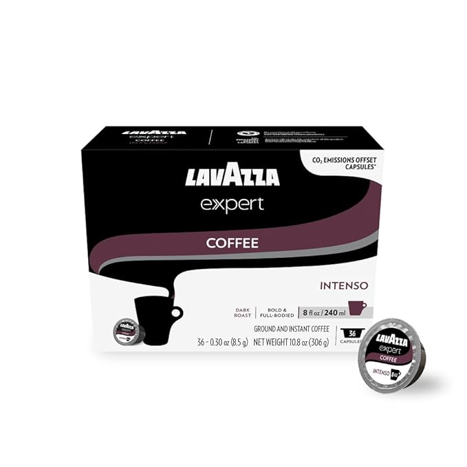 Lavazza Expert Intenso Coffee Capsules, Dark Roast, Arabica and Robusta Blend, Compatible with Lavazza Classy Plus Machine (36 Capsules)