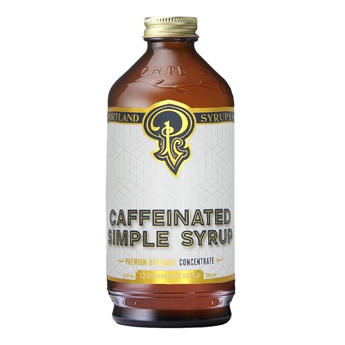 Portland Syrups - Caffeinated Simple Syrup - Premium Beverage Concentrate for a Boost of Clean Energy - Add to Soda, Cocktails, Tea, Coffee Drinks, and More - 12 oz with 24 Servings (Pack of 1)