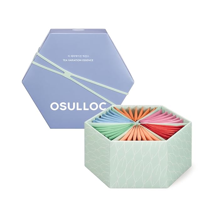 OSULLOC TEA VARIATION ESSENCE (42 Count, 6 Types x 7 ea), Assorted Tea bag Sampler, Exceptional Designed Variety Tea gift Set, Premium Tea sets from Jeju Island tea farm