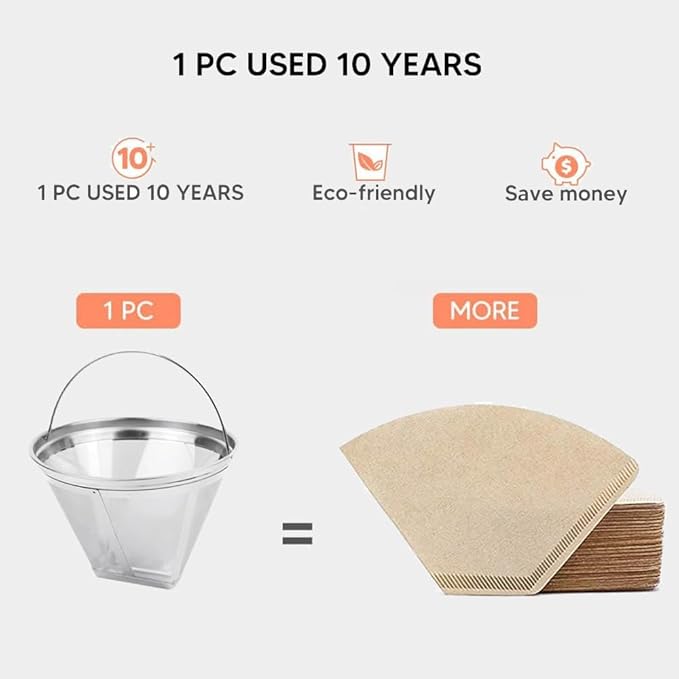 #4 Reusable Permanent Cone Coffee Filters Perfect Fit for Cuisinart Hamilton Beach Coffee Maker Filter, Replace Cuisinart GTF Gold Tone Coffee Filters, 8~12 Cup Size 4 Coffee Filters for Cuisinart