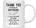 Andaz Press Funny Family 11oz. Coffee Mug Gift, Thank You for Being My Boyfriend, Punch in Face, 1-Pack, Christmas Birthday Drinking Cup Present Ideas