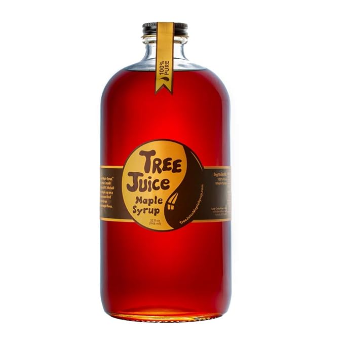 Tree Juice 100% Pure Grade A Maple Syrup | All Natural, Non GMO, Vegan, Gluten Free, Vegetarian, Paleo | 32 Ounce Bottle