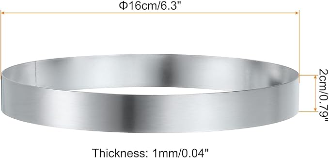 HARFINGTON Round Cake Ring 6.3 x 1 Inch Seamless Stainless Steel Pastry Mousse Dessert Ring Mirror Coating for Baking Cooking English Muffins Crumpet Making Tool