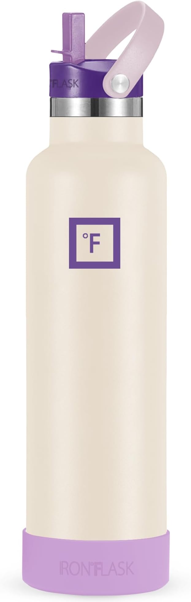 IRON °FLASK Camping & Hiking Hydration Canteens - Narrow Straw Lid & Boot - Leak Proof Vacuum Insulated Stainless Steel - Hot & Cold Double Walled Sports Water Bottle - Cream & Berries, 24 Oz