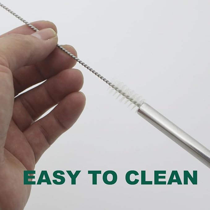 6 Pack Ultra Long Bent Metal Straws, 14 Inch Extra Long 304 Stainless Steel Reusable Drinking Straws with Cleaning Brush for 100oz Tumbler, 12.5oz Tall Wine Bottle, 64oz Water Bottle, 128oz Water Jug