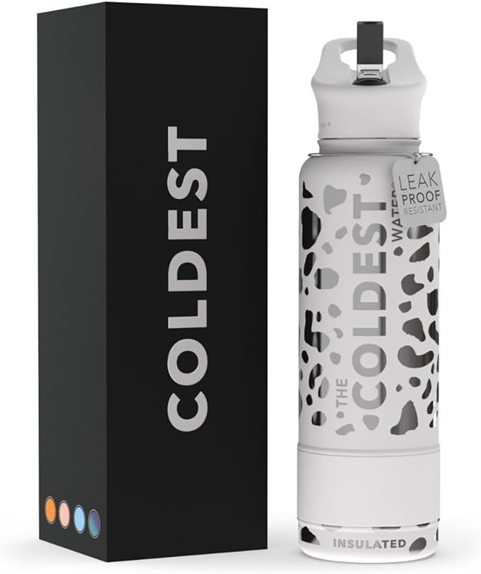 Coldest Insulated Water Bottle with Straw Lid - Stainless Steel Metal Insulated Bottle for Men & Women (Silver Leopard, 40 oz)
