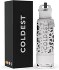 Coldest Insulated Water Bottle with Straw Lid - Stainless Steel Metal Insulated Bottle for Men & Women (Silver Leopard, 40 oz)