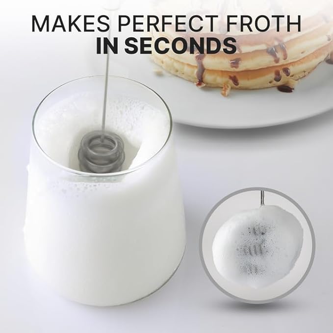 Zulay Kitchen Milk Frother with Patented Tornado Triple Whisk – Handheld Foam Maker for Coffee, Lattes, Matcha & Hot Chocolate – Rich, Creamy Froth in Seconds -