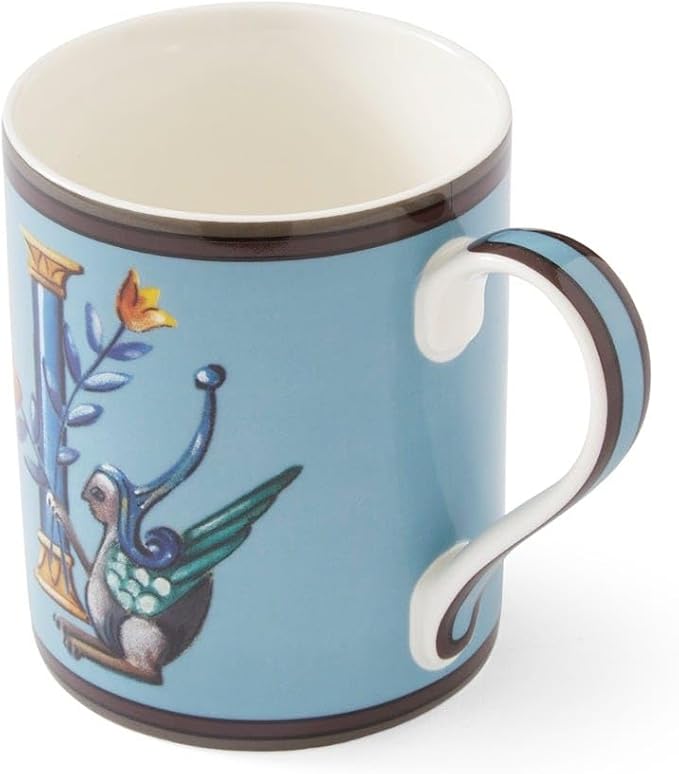 Spode Kit Kemp 12oz Mug, I Initial - Fine China Coffee Cup with Floral Alphabet Design, Custom Letter Mug for Unique Gift Giving - Personalized Kitchen Drinkware, Dishwasher Safe & Stylish