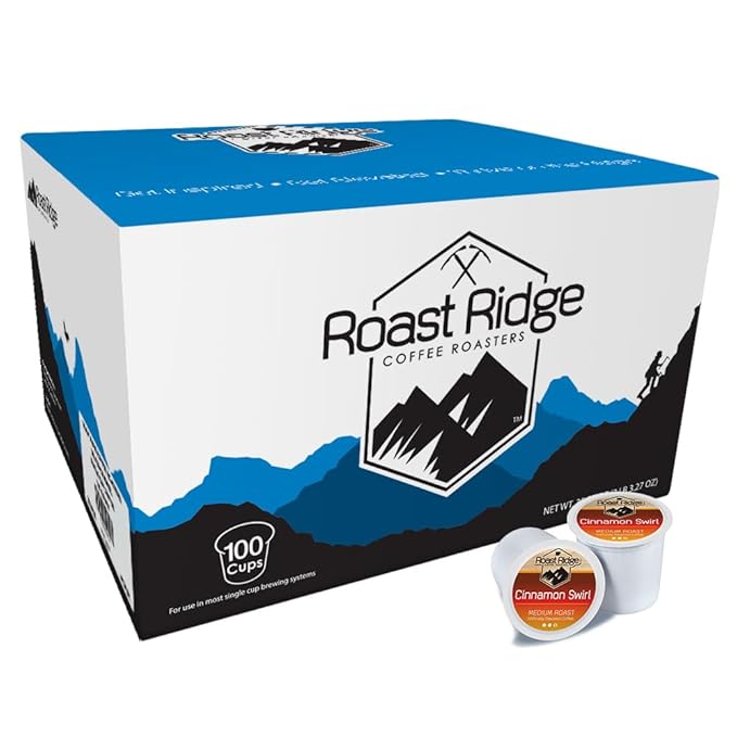 Roast Ridge Single Serve Coffee Pods for Keurig K Cup Brewers, Cinnamon Swirl, Medium Roast, 100 Count