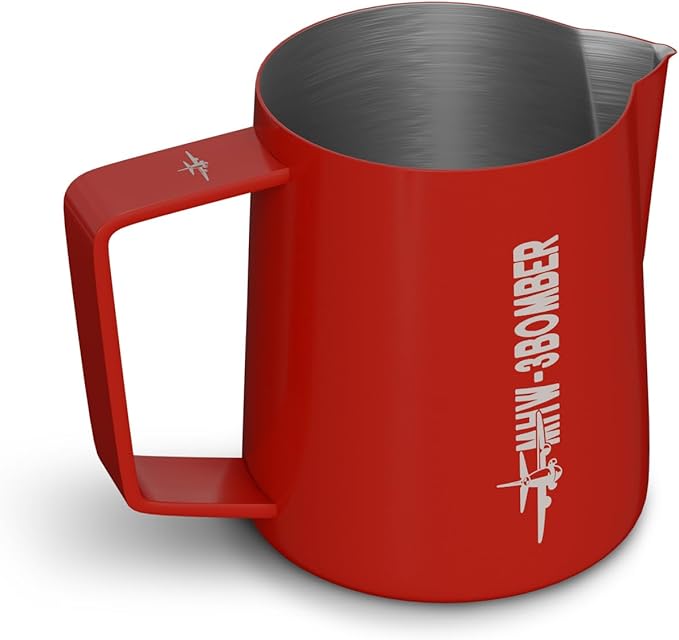 MHW-3BOMBER Milk Frothing Pitcher 16.9oz/500ml Latte Art Pitcher, Espresso Steaming Pitcher with Round Spout, Red P6741R