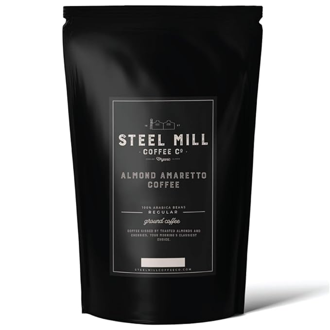 Steel Mill Coffee Co. - Almond Amaretto Flavored Coffee - Ground - Regular - Medium Roast - 100% Arabica Beans - Vegan - Gluten-Free - Sugar-Free - 2lb Bag