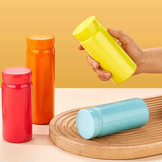 10oz Mini Water Bottle Stainless Steel Thermos Small Flask - Insulated Vacuum, Leak Proof, Keeps Drinks Hot/Cold - Ideal for Coffee, Tea, Water - Yellow