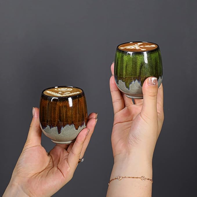 Espresso Cups Ceramic Kiln-Change Small Espresso Coffee Cup Spirits Cups Tasting Cups Ceramic Mate Cup Set of 4 (4 colors)