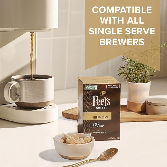 Peet's Coffee, USDA Organic Dark Roast Single Serve Coffee Pods - Alma de la Tierra 60 Count (6 Boxes of 10 Pods)