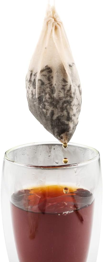 Tea Filter Bags, 50 Pack Housim Reusable Cotton Tea Bags Empty Unbleached Strainer Filter Bags ECO Friendly Tea/Herb Brew Bags Loose Leaf Tea Infuser for Home Office Travel (3.1 x 3.9Inch)