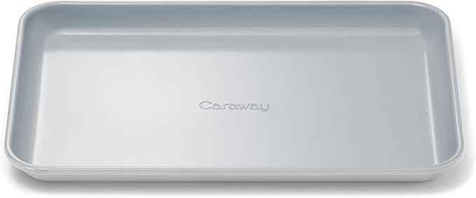 Caraway Nonstick Ceramic Small Baking Sheet (9x13”) – Non-Toxic, PTFE & PFOA Free – Oven Safe – Aluminized Steel Core – Mini Sheet Pan for Baking, Roasting & More - Gray