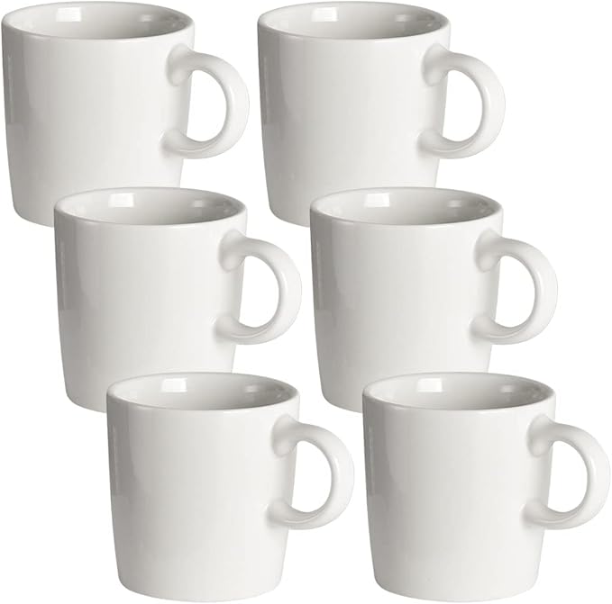 homEdge Mini Procelain Espresso Cup, 4 Ounces / 120 ml Tiny Ceramic Coffee Mugs Demitasse for Espresso, Tea- Set of 6, White