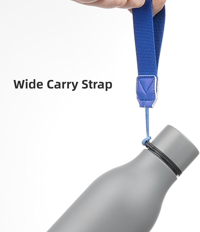 Insulated Water Bottle with Strap,18 oz Double Wall Stainless Steel Vacuum Bottles Metal Water Flask,Gray