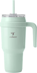 REDUCE Cold1 40 oz Tumbler with Handle - Vacuum Insulated Stainless Steel Water Bottle for Home, Office or Car, Reusable Mug with Straw or Leakproof Flip Lid, Keeps Drinks Cold All Day-Gloss Sea Glass