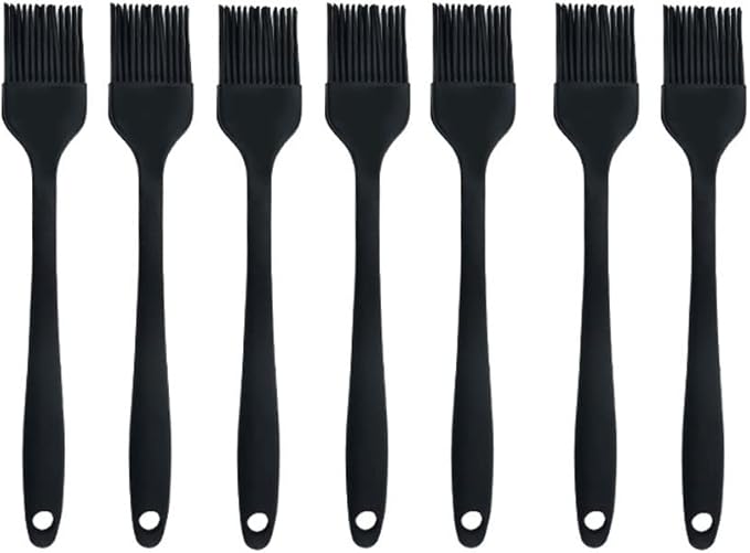 Silicone brush, Oil Brush for BBQ Kitchen Cooking Baking and Grilling (7 PCS,black)