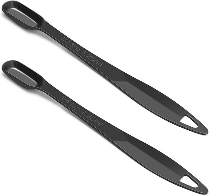2 Pcs 1/4 Teaspoon(1.25 mL | 1/4 Tsp | 1/16 Tbsp | 1.25 cc | 1/32 oz) Stainless Steel Single Measuring Spoon, Long Handle Metal Measuring Spoon, Kitchen Gadgets for Cooking & Baking(Black)