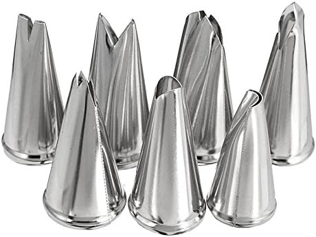 Leaf Piping Bags and Tips Set 7 Pieces Piping Tips Set Cake Decorating Tips Icing Piping Nozzles Set Cupcake Decorating Kit Cupcake Pastry Tool Stainless Steel