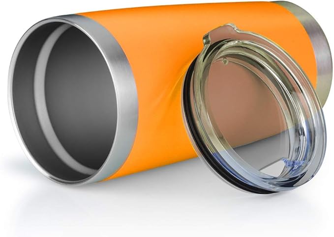 20oz Tumbler Bulk Stainless Steel Vacuum Insulated Tumblers with Lid Double Wall Travel Mug, Durable Powder Coated Coffee Cup, Suitable for Ice Drinks and Hot Beverage (Orange 1pack)
