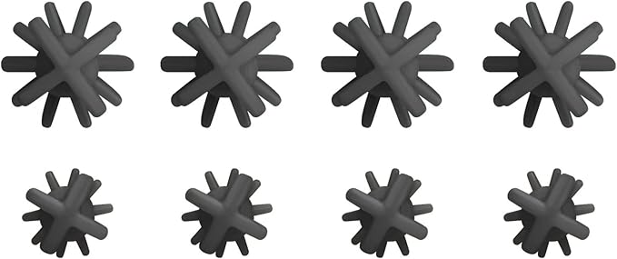 Silicone Straw Brush 4 Pack - (2 Small, 2 Wide) - 10 Inch Reusable Straw Cleaner, Pipe Cleaner, Glass and Detailing Tool (Charcoal)