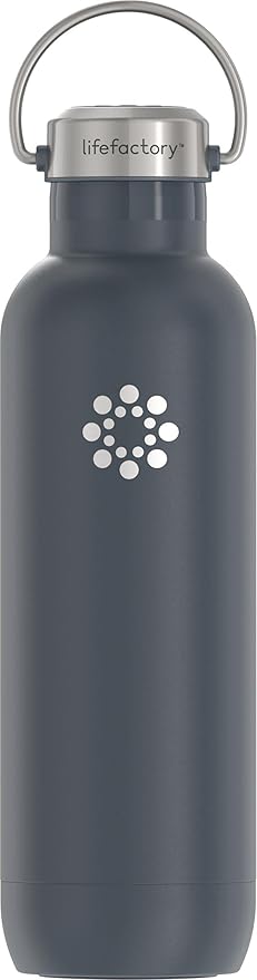 Lifefactory 24-Ounce Stainless Steel Vacuum-Insulated Sport Bottle, Carbon