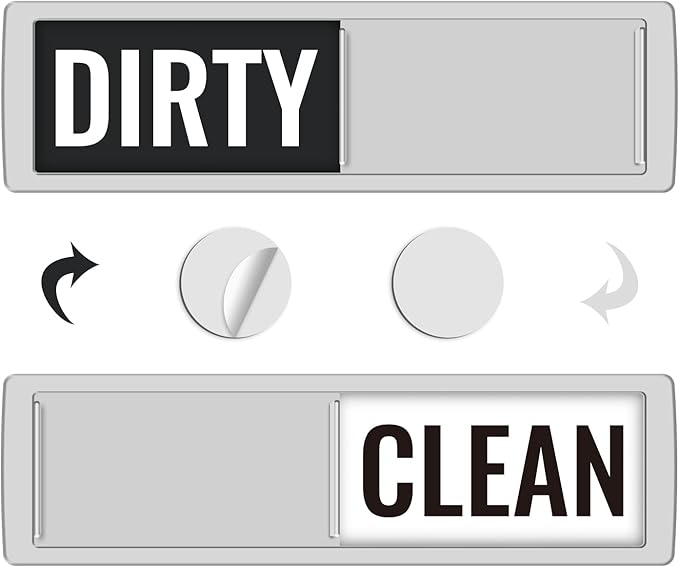 KitchenTour Dishwasher Magnet Clean Dirty Sign, Upgrade Super Strong Clean Dirty Magnet for Dishwasher, Large Text Easy to Read Non-Scratch Magnetic Indicator Kitchen Decor, Silver