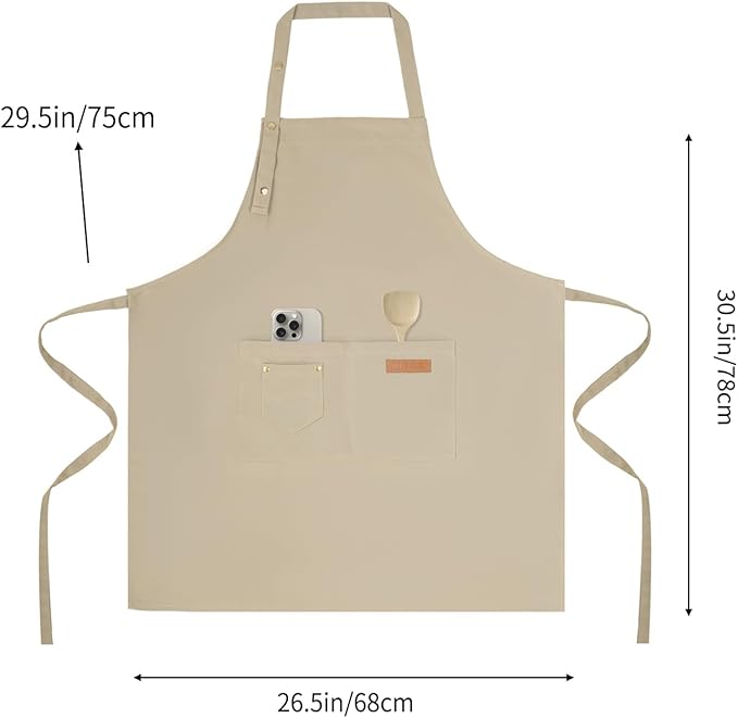 Tosewever Art Aprons for Women Painting Pottery Baking, Mens Buckle Straps Kitchen Apron with Pockets for Chef Cooking