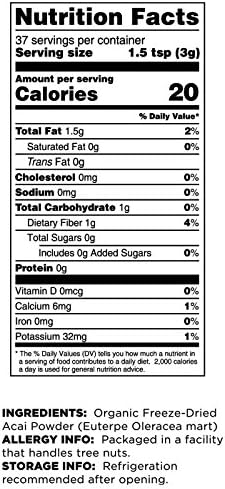 Terrasoul Superfoods Organic Acai Berry Powder, 16 Oz (Pack of 4), Freeze-Dried for Freshness, Omega Fats Boost for Smoothie Bowls, and Antioxidant-Packed Superfoods Recipes