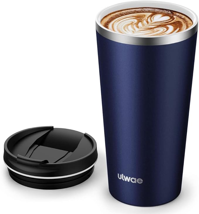 Insulated Coffee Mug with Ceramic Coating, 18oz Travel Mug with Leak-proof Lid, Vacuum Double-wall Tumbler, Stainless Steel Thermal Cup for Tea, Hot Cocoa, Cold Beverage, Ice Drinks