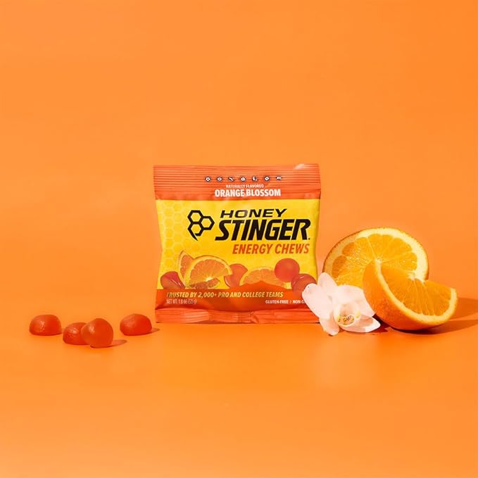 Honey Stinger Organic Orange Blossom Energy Chew, Gluten Free & Caffeine Free, for Exercise, Running and Performance, Sports Nutrition for Home & Gym, Pre and Mid Workout, 12 Pack, 21.6 Ounce